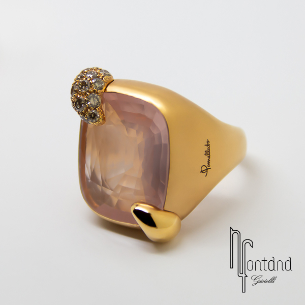 Pomellato Anello collezione RITRATTO in oro rosa 18kt con quarzo e diamanti